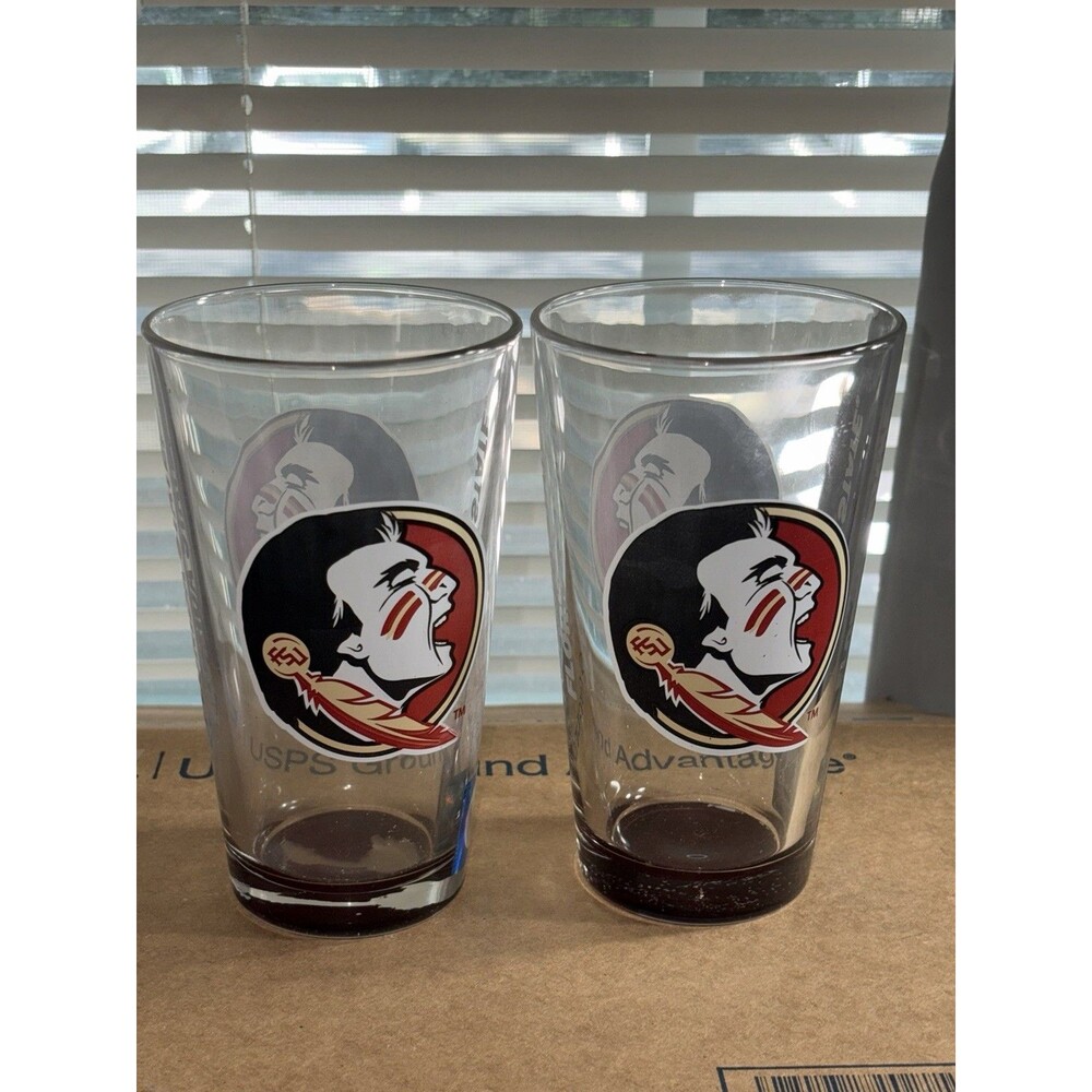 Vintage Florida State Seminoles FSU Pint Glasses Set 2 NCAA Collectible